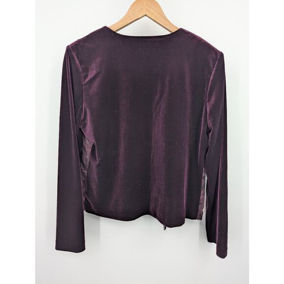 Nancy Bolen City Girl Small Purple 100% Silk Floral Velvet Jacket Boho Artsy - Picture 2 of 3